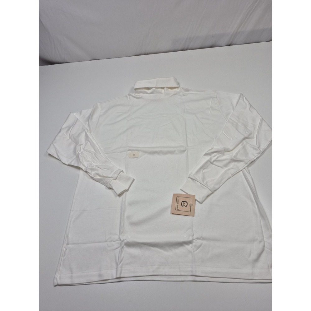 VTG J.J. Cochran Shirt Mens XL White Long Sleeve Turtleneck 100% Cotton Made USA